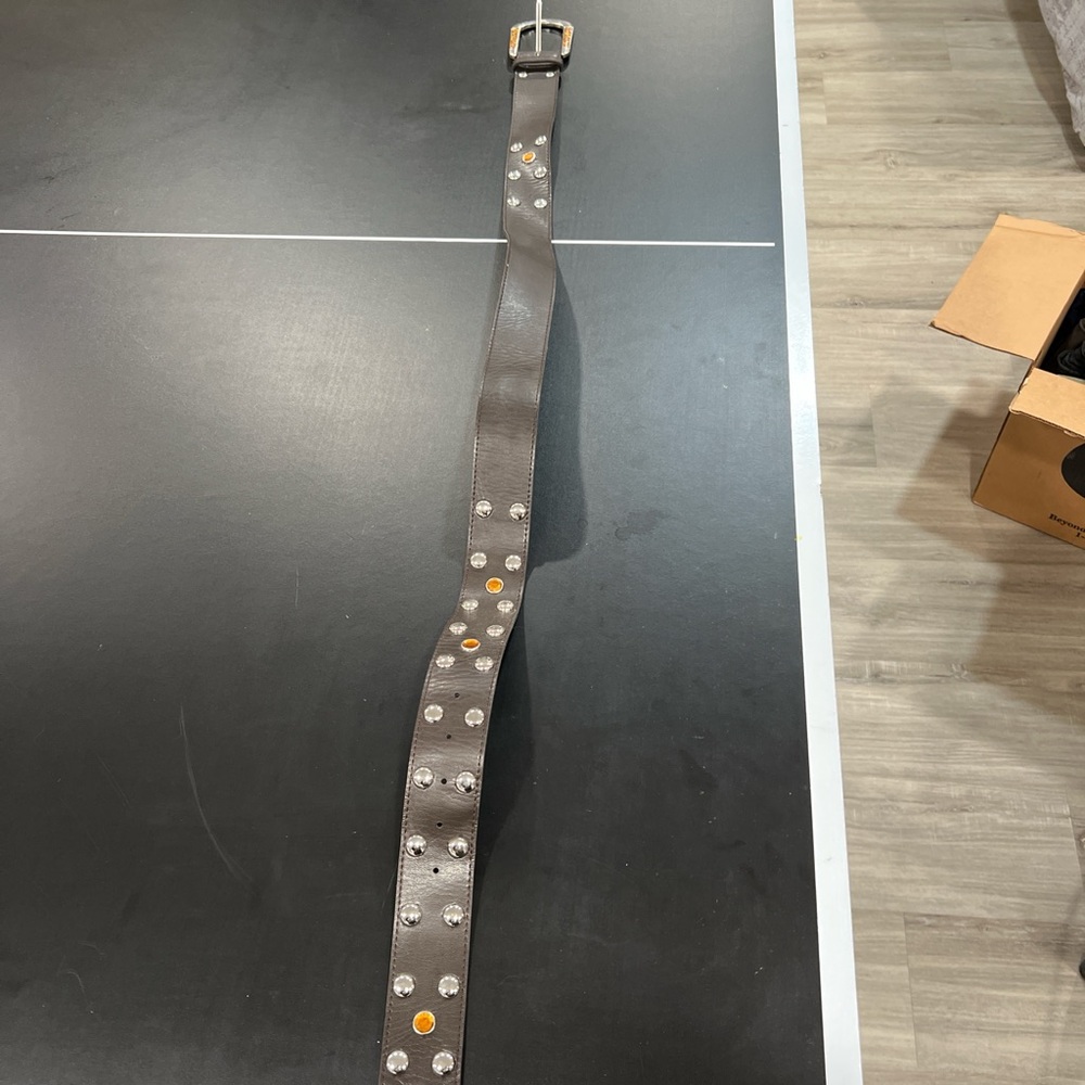 Studded Black Leather Belt